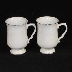 2 footed coffee mugs. Crown Victoria fine china Japan LOVELACE